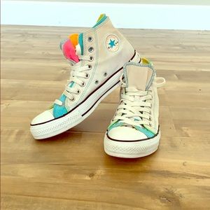 Converse High Top Multi fabric sneaker.